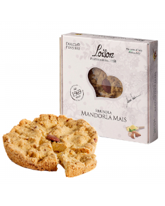 Torta Sbrisola Classica; prodotto dolciario da forno con mandorle e farina di mais "Marano". La farina gialla di Marano, le uova freschissime e le mandorle italiane per un dolce dal sapore antico. Ingredienti: Mandorle italiane (18%),  farina di mais "mar