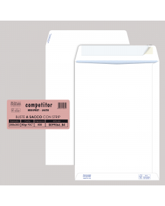 500 buste a sacco bianche 250x353mm 80gr adesiva Competitor Pigna.