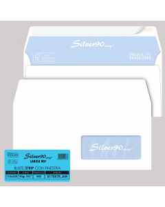 Busta bianca internografata 90gr con finestra in triacetato opaco f.to 40x100mm. Con strip.