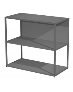 Librerie in metallo con struttura a sezione quadrata 20x20mm verniciate a polvere epossidica. Ripiani, base dietro e top in melaminico (il dietro può essere posizionato a scelta in qualsiasi vano). Le librerie possono essere installate a terra (kit di mon