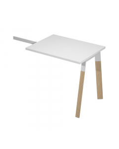 Allungo laterale per scrivania. Gambe in bimateriale metallo e legno massello. Reversibile destro o sinistro.
Dimensioni: 80x60x72,5cm. Spessore 25mm. Piano bianco.