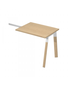 Allungo laterale per scrivania. Gambe in bimateriale metallo e legno massello. Reversibile destro o sinistro.
Dimensioni: 80x60x72,5cm. Spessore 25mm. Piano rovere.