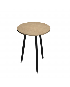 Linea di arredo operativo dal design innovativo e dinamico caratterizzata dalle gambe in metallo cilindriche inclinate delle scrivanie e dei tavoli rotondi. Robusti piani in melaminico sp. 22 mm con bordo antishock resistente agli urti in ABS 3 mm. Gambe 