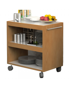 Angolo Ristoro: Set di mobili adatti ad arredare in modo efficacie una piccola zona caffè o ristoro all'interno di aziende, negozi, SPA ecc. In materiale bilaminato nobilitato melaminico conforme alle norme UNI EN classe E1. Antigraffio e antiriflesso. Ca