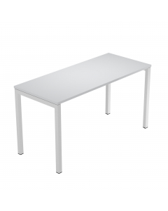 Scrivania bordo ABS 2 mm. Gambe in metallo grigio alluminio 9006 a sezione quadrata 40x40 mm. Profondità 60cm ideale per lo smartworking.
Piano grigio