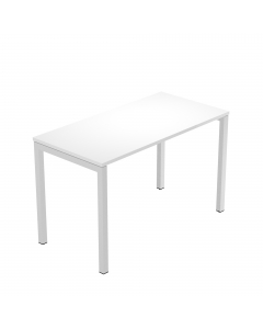 Scrivania bordo ABS 2 mm. Gambe in metallo grigio alluminio 9006 a sezione quadrata 40x40 mm. Profondità 60cm ideale per lo smartworking.
Piano bianco.