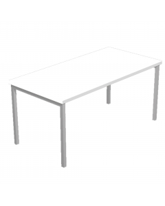 Scrivania con fianchi a ponte in metallo verniciato, dimensioni: L140 x P80 x H72,5cm. Scrivanie con dimensioni conformi alle normative sulla sicurezza dei posti di lavoro in ufficio. Dotate di bordatura dei piani in ABS 2mm antishock ed assenza di spigol