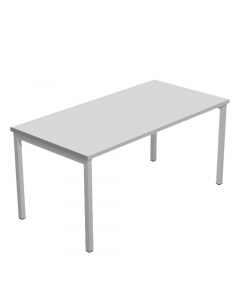 Scrivania con fianchi a ponte in metallo verniciato, dimensioni: L160 x P80 x H72,5cm. Scrivanie con dimensioni conformi alle normative sulla sicurezza dei posti di lavoro in ufficio. Dotate di bordatura dei piani in ABS 2mm antishock ed assenza di spigol
