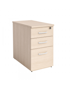 Cassettiera alta complanare al piano delle scrivanie Agorà Direction per aumentarne la superficie di lavoro. Cassettiera a 2 cassetti + 1 classificatore per cartelle sospese int. 33cm. Dotata di vassoio portacancelleria, chiusura centralizzata, cassetti i
