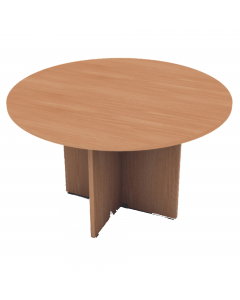 TAVOLO RIUNIONE tondo da 4 POSTI Ø120 x H72cm. Realizzato in melaminico spessore 22 mm, certificato classe E1. Piani bordati con profili antiurto sagomato, gambe in melaminico sp. 22 mm e piedini regolabili per la massima stabilità.