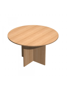 TAVOLO RIUNIONE tondo da 4 POSTI Ø120 x H72cm. Realizzato in melaminico spessore 22 mm, certificato classe E1. Piani bordati con profili antiurto sagomato, gambe in melaminico sp. 22 mm e piedini regolabili per la massima stabilità.