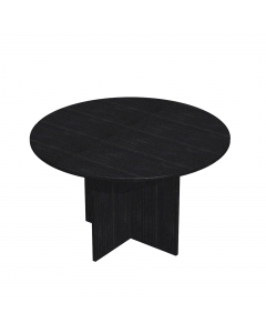 TAVOLO RIUNIONE tondo da 4 POSTI Ø120 x H72cm. Realizzato in melaminico spessore 22 mm, certificato classe E1. Piani bordati con profili antiurto sagomato, gambe in melaminico sp. 22 mm e piedini regolabili per la massima stabilità.