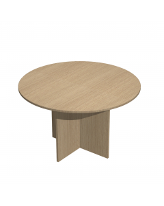 TAVOLO RIUNIONE tondo da 4 POSTI Ø120 x H72cm. Realizzato in melaminico spessore 22 mm, certificato classe E1. Piani bordati con profili antiurto sagomato, gambe in melaminico sp. 22 mm e piedini regolabili per la massima stabilità.