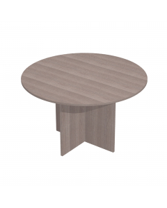 TAVOLO RIUNIONE tondo da 4 POSTI Ø120 x H72cm. Realizzato in melaminico spessore 22 mm, certificato classe E1. Piani bordati con profili antiurto sagomato, gambe in melaminico sp. 22 mm e piedini regolabili per la massima stabilità.