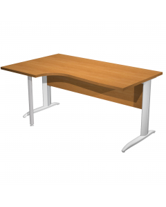 Scrivania compact sinistro sagomata con fianchi grigio alluminio. Spessore 22mm. Completi di canalina passacavi e piedini regolabili in altezza e supporto metal. Desktop con bordo anti urto in ABS da 2mm. Dimensioni: 160x60/80/100x72cm.