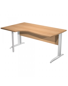 Scrivania compact sinistro sagomata con fianchi grigio alluminio. Spessore 22mm. Completi di canalina passacavi e piedini regolabili in altezza e supporto metal. Desktop con bordo anti urto in ABS da 2mm. Dimensioni: 160x60/80/100x72cm.