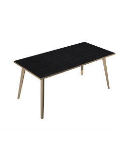 Linea di arredo operativo dal design confortevole ed essenziale caratterizzata dalle preziose gambe in LEGNO MASSELLO inclinate delle scrivanie e dei tavoli rotondi. Robusti piani in melaminico sp. 22 mm con bordo antishock resistente agli urti in ABS 2mm