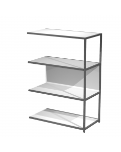 Modulo aggiuntivo per libreria Modular. Struttura in metallo sezione 20x20 mm.  Altezza vano ripiani 370 mm, dietro assemblabile in qualsiasi vano fronte/retro (bifacciale).