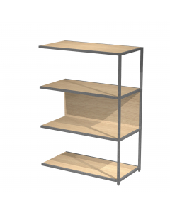 Modulo aggiuntivo per libreria Modular. Struttura in metallo sezione 20x20 mm.  Altezza vano ripiani 370 mm, dietro assemblabile in qualsiasi vano fronte/retro (bifacciale).