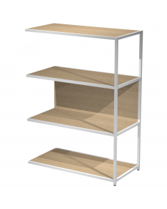 Modulo aggiuntivo per libreria Modular. Struttura in metallo sezione 20x20 mm.  Altezza vano ripiani 370 mm, dietro assemblabile in qualsiasi vano fronte/retro (bifacciale).
