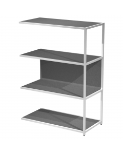 Modulo aggiuntivo per libreria Modular. Struttura in metallo sezione 20x20 mm.  Altezza vano ripiani 370 mm, dietro assemblabile in qualsiasi vano fronte/retro (bifacciale).