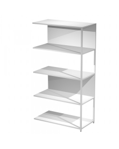 Modulo aggiuntivo per libreria Modular. Struttura in metallo sezione 20x20 mm.  Altezza vano ripiani 370 mm, dietro assemblabile in qualsiasi vano fronte/retro (bifacciale).