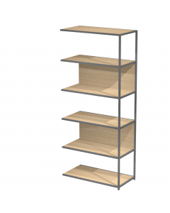 Modulo aggiuntivo per libreria Modular. Struttura in metallo sezione 20x20 mm.  Altezza vano ripiani 370 mm, dietro assemblabile in qualsiasi vano fronte/retro (bifacciale).