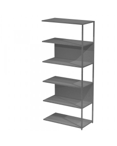 Modulo aggiuntivo per libreria Modular. Struttura in metallo sezione 20x20 mm.  Altezza vano ripiani 370 mm, dietro assemblabile in qualsiasi vano fronte/retro (bifacciale).