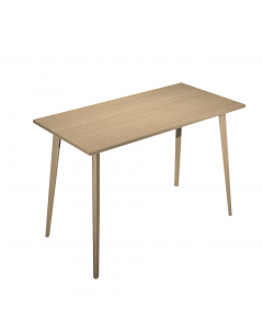 Linea di arredo operativo dal design confortevole ed essenziale caratterizzata dalle preziose gambe in LEGNO MASSELLO inclinate delle scrivanie e dei tavoli rotondi. Robusti piani in melaminico sp. 22 mm con bordo antishock resistente agli urti in ABS 3 m