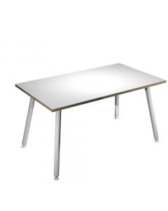 Linea di arredo operativo dal design innovativo e dinamico caratterizzata dalle gambe in metallo cilindriche inclinate delle scrivanie e dei tavoli rotondi. Robusti piani in melaminico sp. 22 mm con bordo antishock resistente agli urti in ABS 2mm. Gambe i