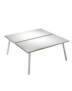 Linea di arredo operativo dal design innovativo e dinamico caratterizzata dalle gambe in metallo cilindriche inclinate delle scrivanie e dei tavoli rotondi. Robusti piani in melaminico sp. 22 mm con bordo antishock resistente agli urti in ABS 3 mm. Gambe 