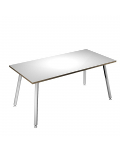 Linea di arredo operativo dal design innovativo e dinamico caratterizzata dalle gambe in metallo cilindriche inclinate delle scrivanie e dei tavoli rotondi. Robusti piani in melaminico sp. 22 mm con bordo antishock resistente agli urti in ABS 2mm. Gambe i