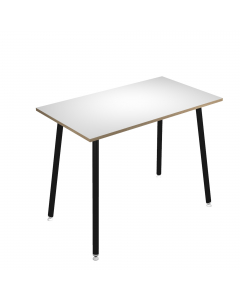Linea di arredo operativo dal design innovativo e dinamico caratterizzata dalle gambe in metallo cilindriche inclinate delle scrivanie e dei tavoli rotondi. Robusti piani in melaminico sp. 22 mm con bordo antishock resistente agli urti in ABS 3 mm. Gambe 
