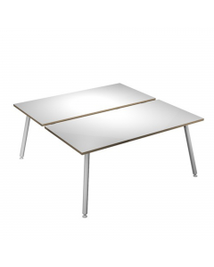 Linea di arredo operativo dal design innovativo e dinamico caratterizzata dalle gambe in metallo cilindriche inclinate delle scrivanie e dei tavoli rotondi. Robusti piani in melaminico sp. 22 mm con bordo antishock resistente agli urti in ABS 3 mm. Gambe 