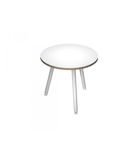 Linea di arredo operativo dal design innovativo e dinamico caratterizzata dalle gambe in metallo cilindriche inclinate delle scrivanie e dei tavoli rotondi. Robusti piani in melaminico sp. 22 mm con bordo antishock resistente agli urti in ABS 3 mm. Gambe 