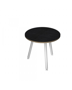 Linea di arredo operativo dal design innovativo e dinamico caratterizzata dalle gambe in metallo cilindriche inclinate delle scrivanie e dei tavoli rotondi. Robusti piani in melaminico sp. 22 mm con bordo antishock resistente agli urti in ABS 3 mm. Gambe 