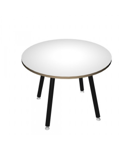 Linea di arredo operativo dal design innovativo e dinamico caratterizzata dalle gambe in metallo cilindriche inclinate delle scrivanie e dei tavoli rotondi. Robusti piani in melaminico sp. 22 mm con bordo antishock resistente agli urti in ABS 3 mm. Gambe 