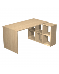 POSTAZIONE HOME-OFFICE L140 x P104 x H72,4cm. Tavolo 140x69cm - H72,4cm. Casellario 104x29,2cm - H 69,8cm. Realizzata in melaminico bilaminato antigraffio e antiriflesso (sp. da 16 a 22 mm). L’ampia superficie di lavoro (140 x 69 cm, sp. 22 mm) è sorretta