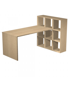 POSTAZIONE HOME-OFFICE L169 x P104 x H104cm. Tavolo 140x69cm - H72,4cm. Casellario 104x29,2cm - H 104cm. Realizzata in melaminico bilaminato antigraffio e antiriflesso (sp. da 16 a 22 mm). L’ampia superficie di lavoro (140 x 69 cm, sp. 22 mm) è sorretta d