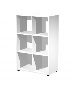 Casellario con 6 caselle a giorno L80 x P40 x H121,6cm (piedini compresi). Contenitori a casellario realizzati in melaminico bilaminato antigraffio e antiriflesso conforme alle norme UNI e EN classe E1. Componibili per affiancamento. Top, fianchi, ripiani