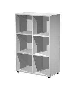Casellario con 6 caselle a giorno L80 x P40 x H121,6cm (piedini compresi). Contenitori a casellario realizzati in melaminico bilaminato antigraffio e antiriflesso conforme alle norme UNI e EN classe E1. Componibili per affiancamento. Top, fianchi, ripiani
