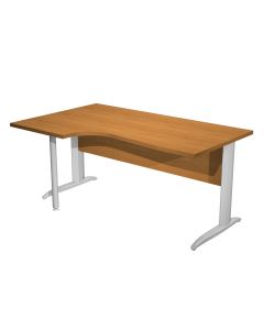 Scrivania compact sinistro sagomata con fianchi metal ad L verniciati colore grigio alluminio. Spessore 22mm. Completi di canalina passacavi e piedini regolabili in altezza e supporto metal. Desktop con bordo anti urto in ABS da 2mm. Dimensioni: 160x60/80