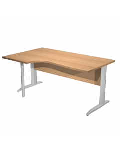Scrivania compact sinistro sagomata con fianchi metal ad L verniciati effetto cromo. Spessore 22mm. Completi di canalina passacavi e piedini regolabili in altezza e supporto metal. Desktop con bordo anti urto in ABS da 2mm. Dimensioni: 160x60/80/100x72cm.