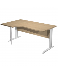Scrivania compact sinistro sagomata con fianchi grigio alluminio. Spessore 22mm. Completi di canalina passacavi e piedini regolabili in altezza e supporto metal. Desktop con bordo anti urto in ABS da 2mm. Dimensioni: 160x60/80/100x72cm.