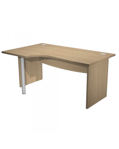 Scrivania Compact SINISTRO fianchi pannello L160 x P120/80/60 x H73cm. In materiale melaminico classe E1 con finitura antigraffio e antiriflesso. Piani spessore 25mm completo di due anelli passacavi e bordo antiurto in ABS 2mm, piedini regolabili in altez
