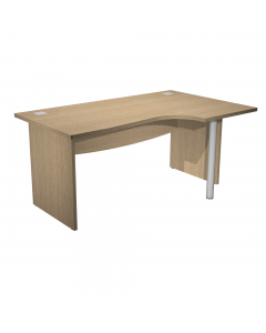 Scrivania Compact Destro fianchi pannello L180 x P120/80/60 x H73cm. In materiale melaminico classe E1 con finitura antigraffio e antiriflesso. Piani spessore 25mm completo di due anelli passacavi e bordo antiurto in ABS 2mm, piedini regolabili in altezza