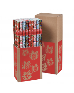 Carta regalo da 60-65/m2 in rotolo da 2x0,7mt. Carta patinata in fantasie assortite natale.