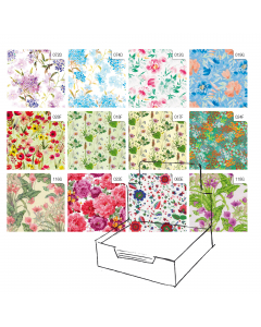 Scatola espositore da 100 fogli di carta patinata da 65gr. Fogli da 70x100cm in fantasie assortite.