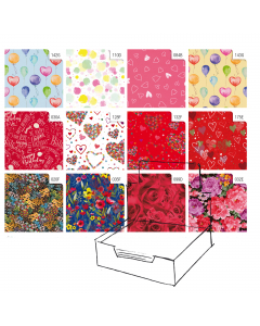 Scatola espositore da 100 fogli di carta patinata da 60/65gr. Fogli da 70x100cm in fantasie assortite.