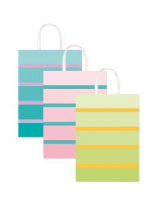 Shopper in carta multicolor. Dotato di manici in carta ritorta. Assortimento in colori differenti.